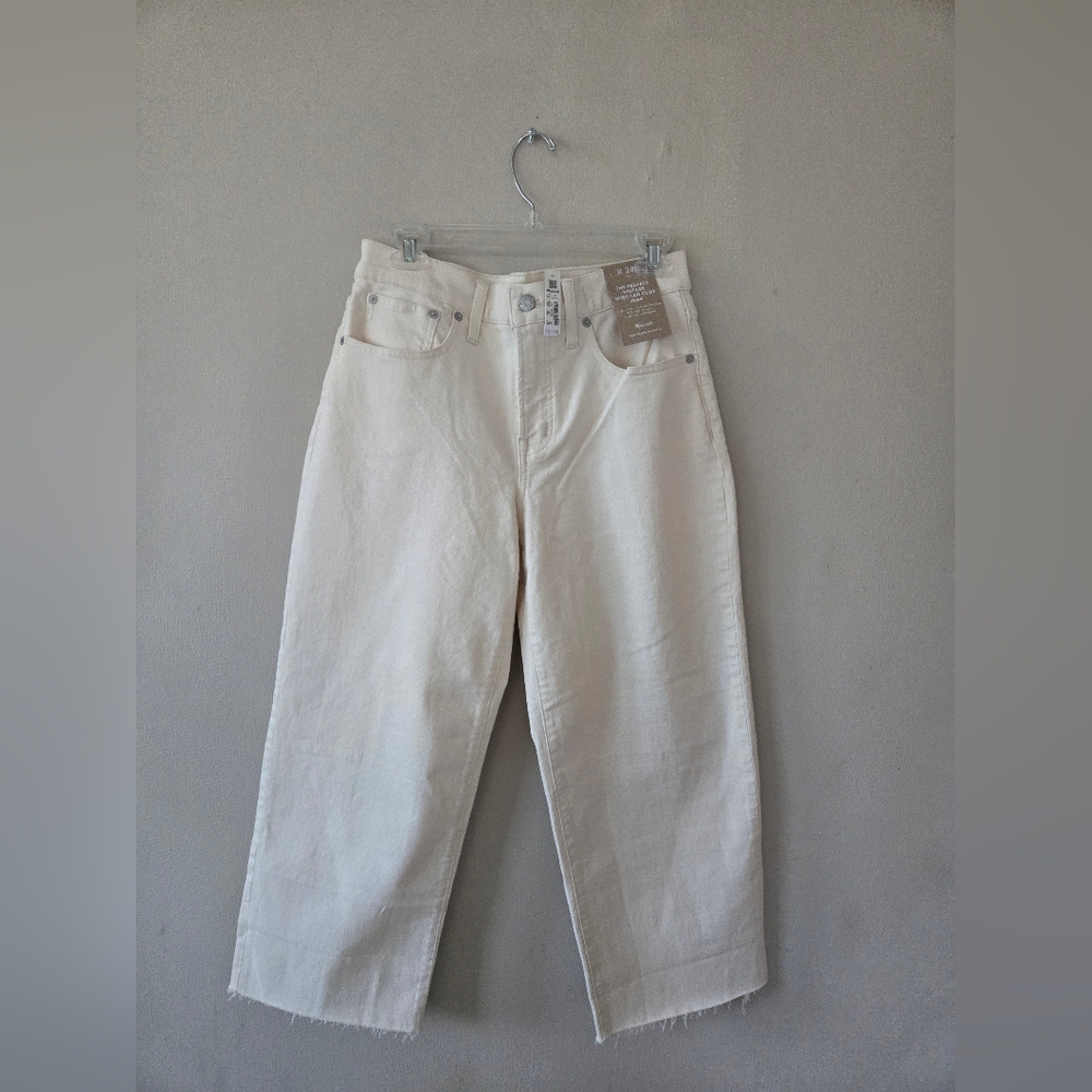 (NWT)Madewell The Perfect Vintage Wide-Leg Crop Jeans In Tile White